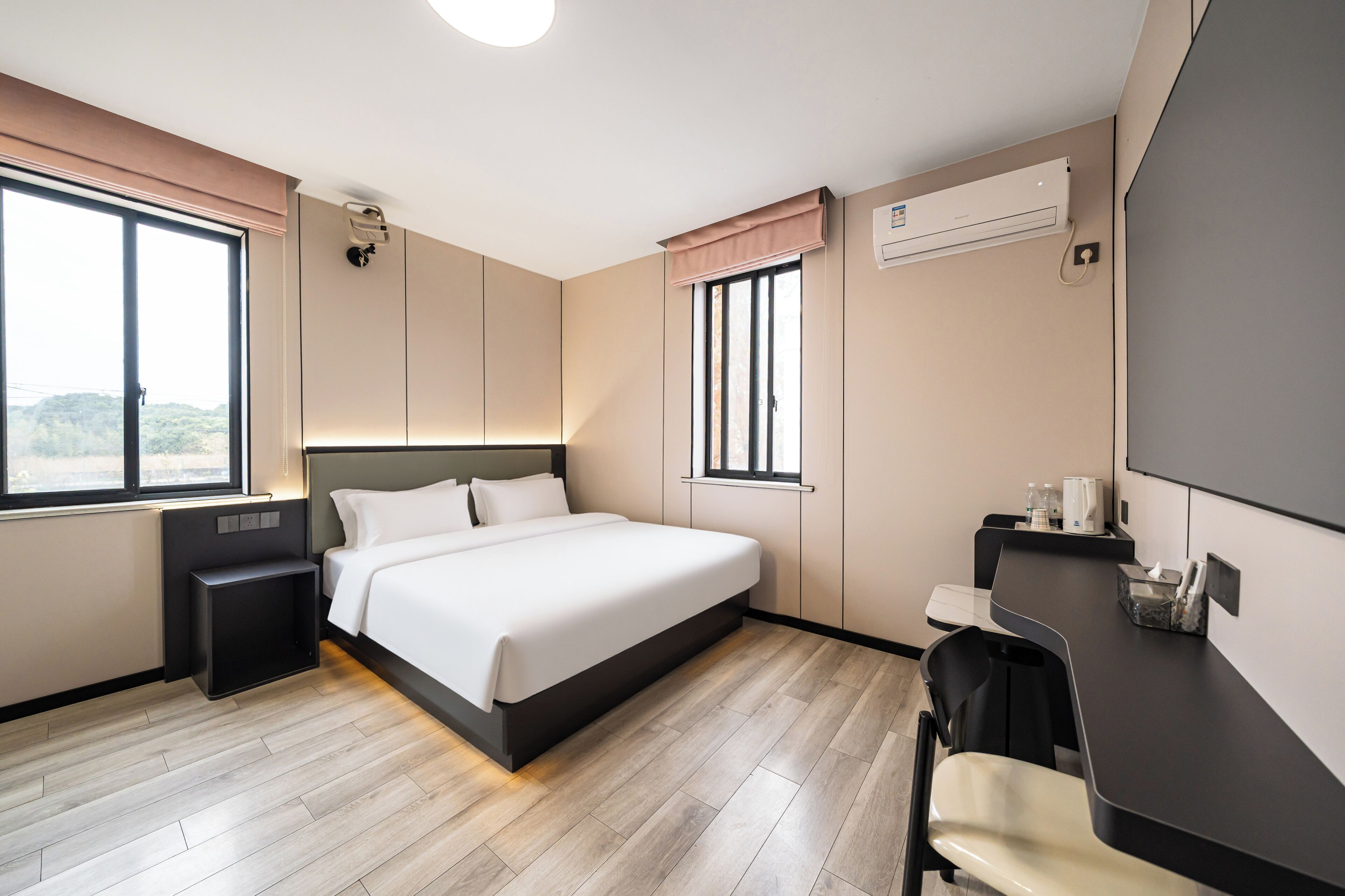 Desk, blackout curtains, iron/ironing board, free WiFi