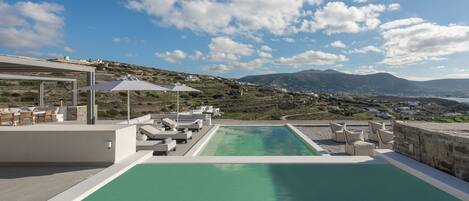 Deluxe Villa, 3 Bedrooms, Sea View | Pool | Seasonal outdoor pool, open 8:30 AM to 9:00 PM, pool umbrellas