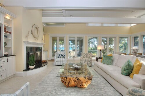 Beautiful 6BR Oceanfront Home in Sea Pines with Private Beach Path, Pool and Spa