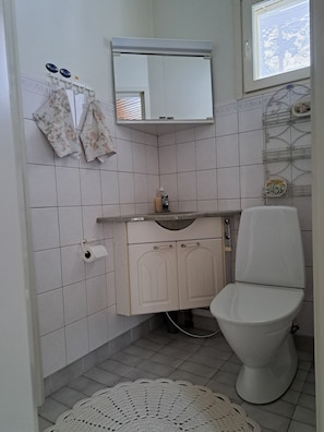 Séchoir à cheveux, serviettes fournies, savon, papier de toilette