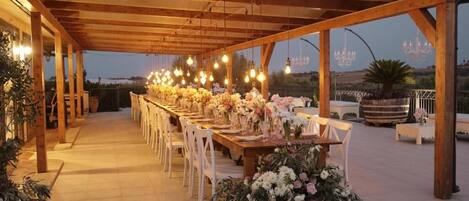 Outdoor banquet area