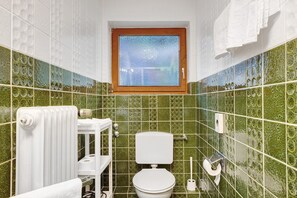 Dusch, hårtork och handdukar