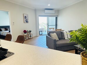 Huoneisto, kaupunkinäköala | Oleskelualue