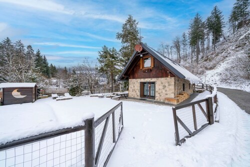 GuestHost - A large and charming renovated chalet with a private entrance, measuring 145 square meters, perfect for 10 people.The property, located in a quiet and private location, is surrounded by woods yet only 800 meters from the ski slopes and bike p