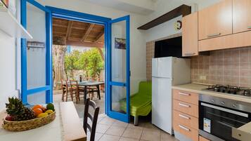 Fridge, oven, stovetop, cookware/dishes/utensils