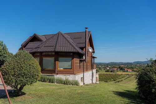 Wooden house in Zagorje with jacuzzi, pool, barbecue, and kids’ playground