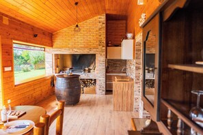 Interior - Mountain wooden retreat with jacuzzi, sauna and nature views. (Cvetković Brdo)