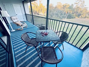 Outdoor dining - Seasonal condo rental available February 1 with heated pool, tennis, pickleball (Venice)