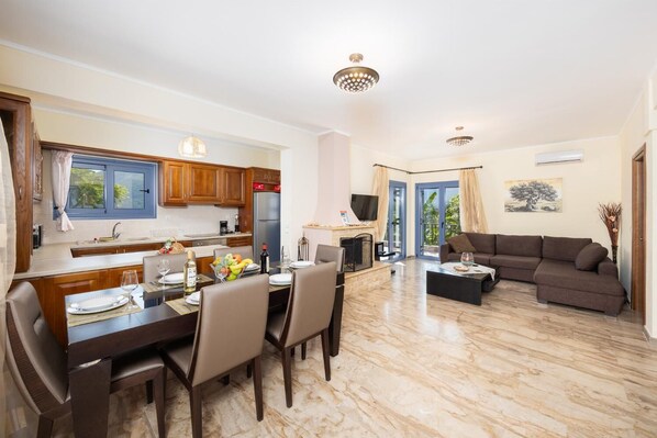 TV, fireplace - Sunrise Villa - Three Bedroom Villa, Sleeps 5 (Cephalonia)