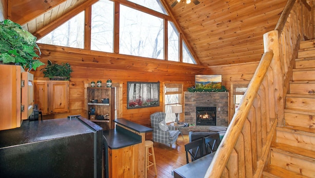 Living area - Cozy Sky Harbor Cabin for 12 w Hot Tub & Game Room (Sevierville)