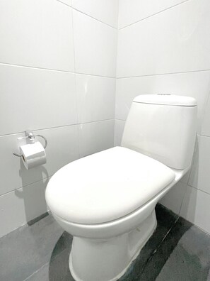 Sèche-cheveux, serviettes fournies, savon, papier toilette