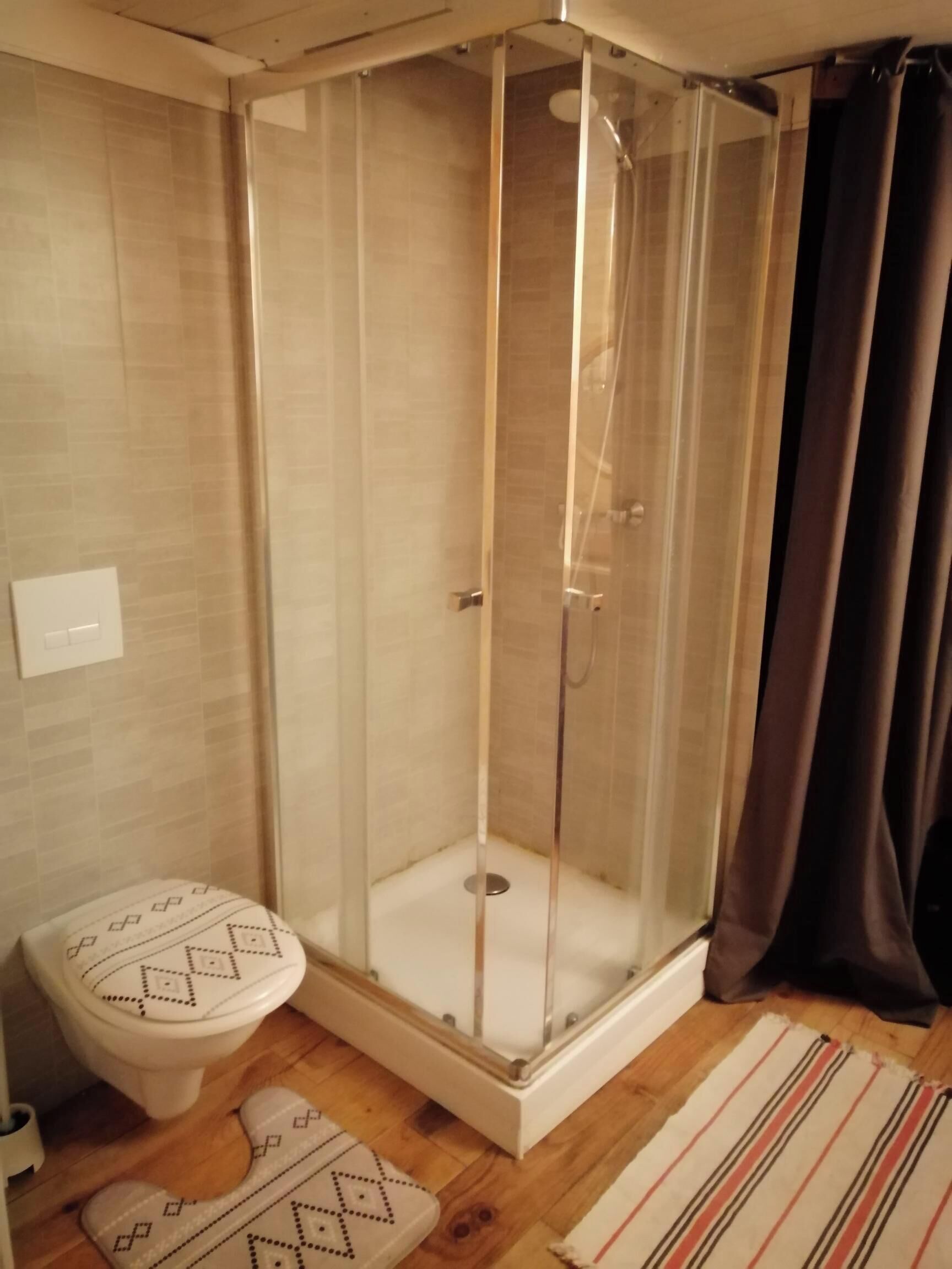 Hair dryer, towels, toilet paper