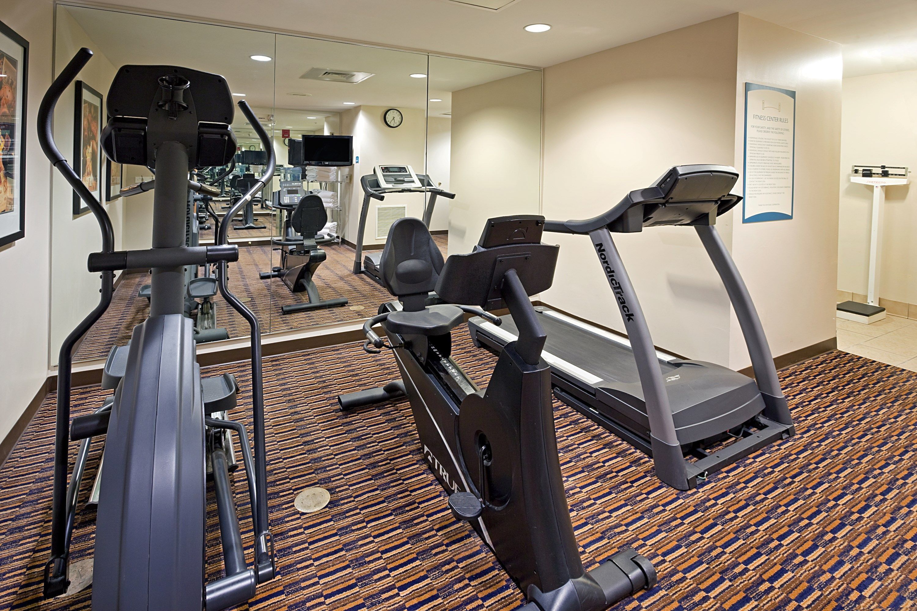 Keep up your fitness routine at the gym.