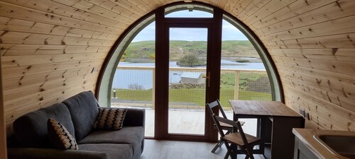 Luzury Glamping Pods on Antrims North Coast with Lake-side views on Fairhead
