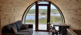 Luzury Glamping Pods on Antrims North Coast with Lake-side views on Fairhead