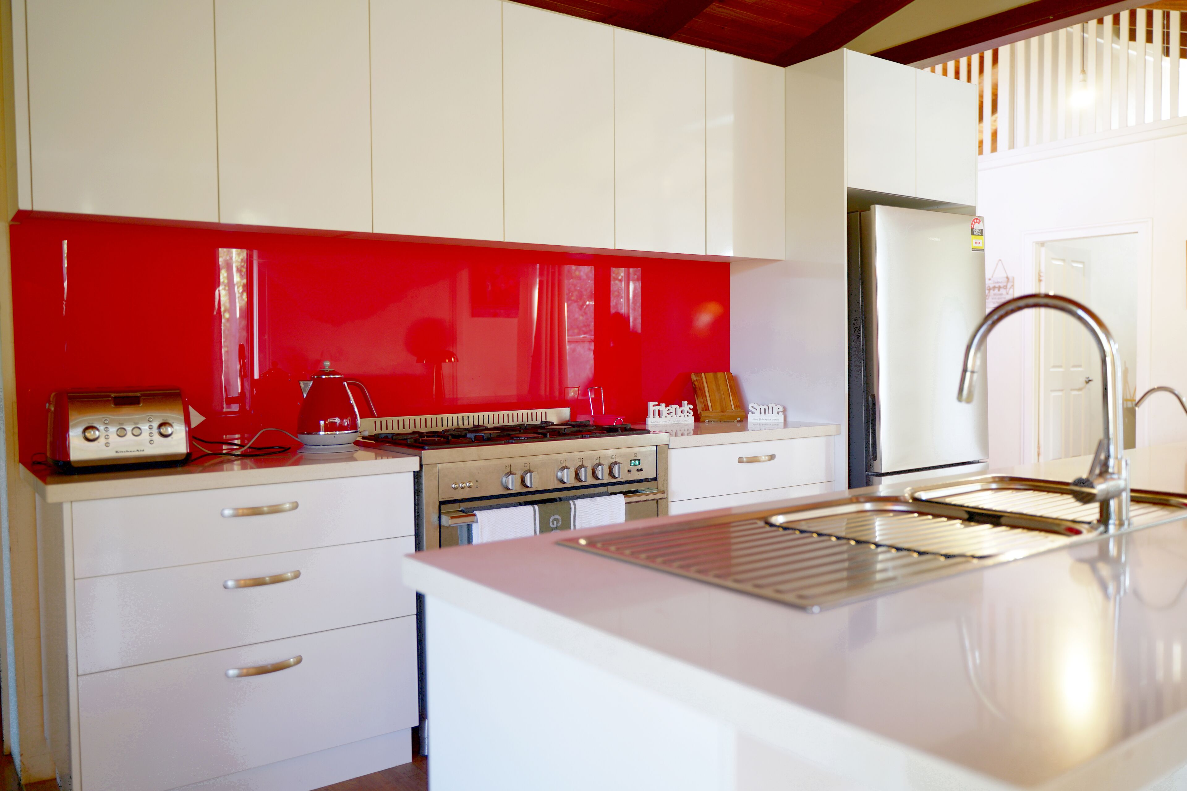 Oven, stovetop, electric kettle, toaster