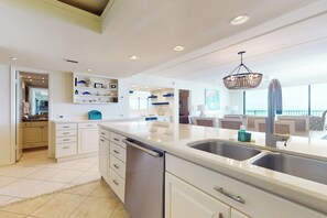 Fridge, microwave, stovetop, dishwasher - Beachfront Corner 3BR: Suntide III - Unit 910 (South Padre Island)