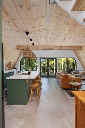 Interior - Sauna + Hot Tub + Lake, Off-Grid A‑Frame Retreat (Gravenhurst)