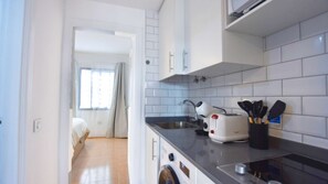 Microwave, stovetop, coffee/tea maker, toaster