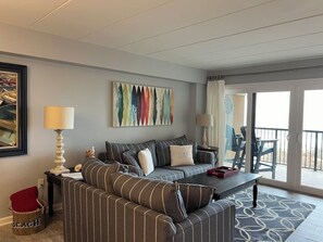 Smart TV, books - Beachfront Escape at High Point South: 2BR/2BA – Wake Up to the Waves (Ocean City)