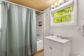 Sèche-cheveux, serviettes fournies, savon, papier toilette