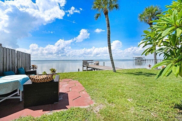 BBQ/picnic area - Cocoa Beach Waterfront Dream, Private Pier! (Cocoa Beach)