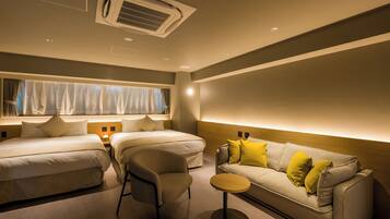 Standard Room with 2 Queen Beds & 1 Queen Sofa Bed, Non Smoking | Desk, free cots/infant beds, free WiFi, individually decorated
