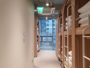 Desk, laptop workspace, free WiFi, bed sheets