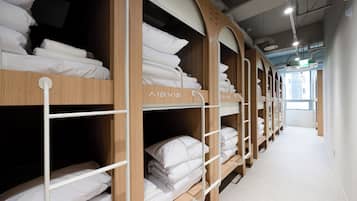 Desk, laptop workspace, free WiFi, bed sheets