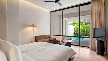 Studio, vue jardin | Draps en coton égyptien, literie de qualité supérieure