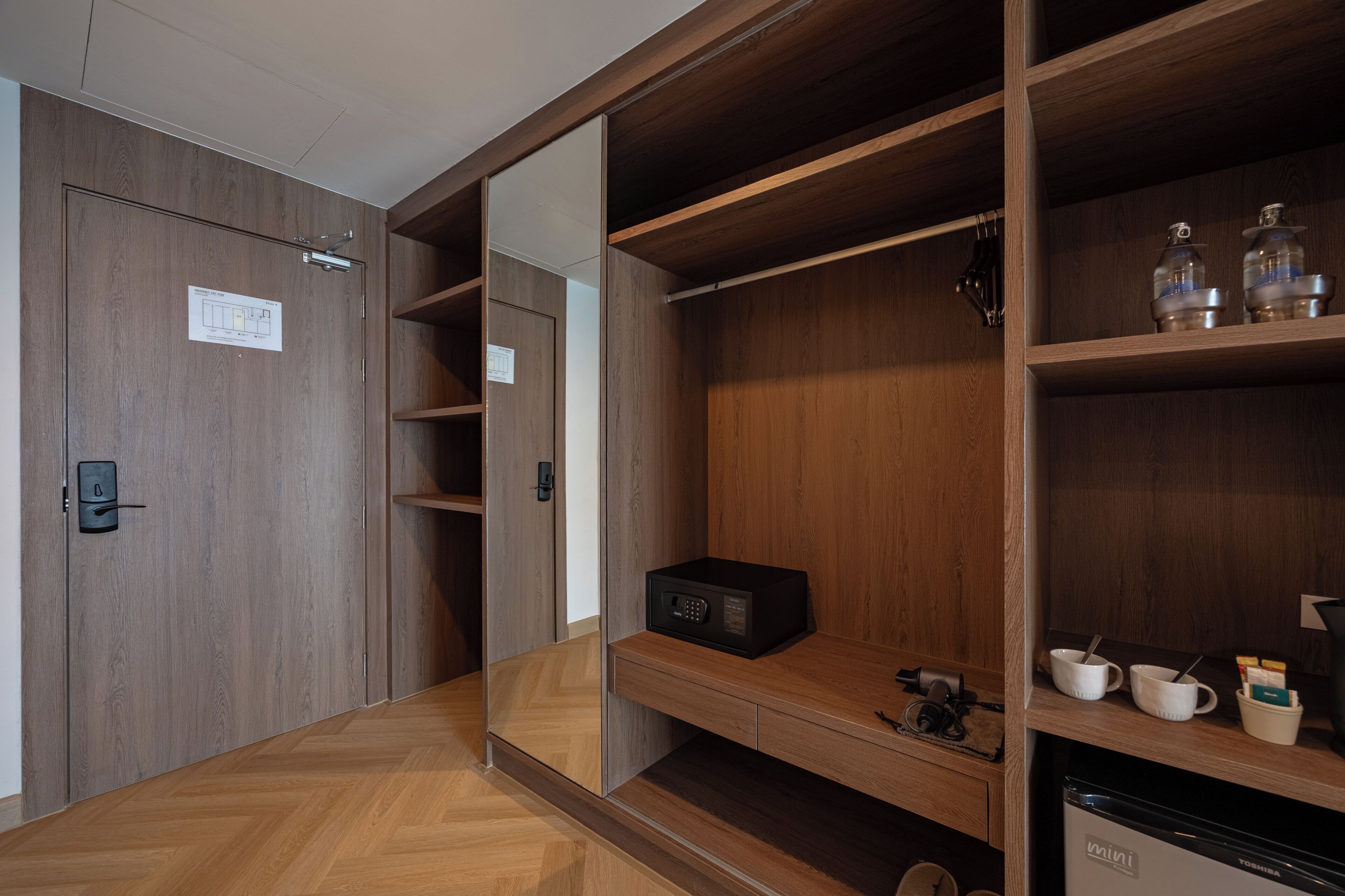 In-room safe, laptop workspace, blackout curtains, soundproofing