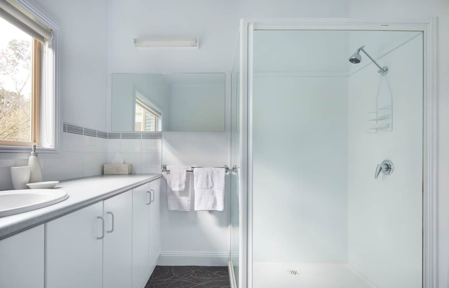 Regadera, secadora de cabello, toallas, jabón 