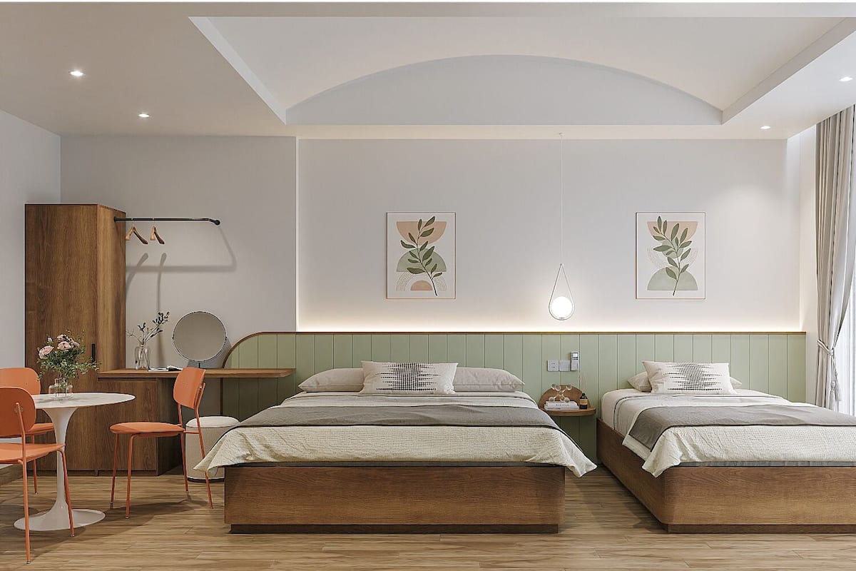 Family Quadruple Room, Garden View | Minibar (some free items), desk, WiFi (free), bed sheets