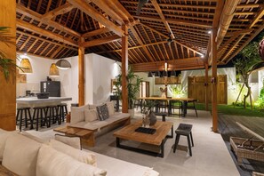 Deluxe Villa, Balcony, Pool View | Living area | 32-inch Smart TV with digital channels - Villa Sora by Alfred in Bali (Seminyak)