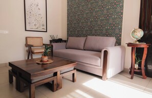Apartment, 1 Bedroom, Accessible, Smoking | Living room - Heritage the Bosque Stays by Pinnacolada Habitat (Siolim)