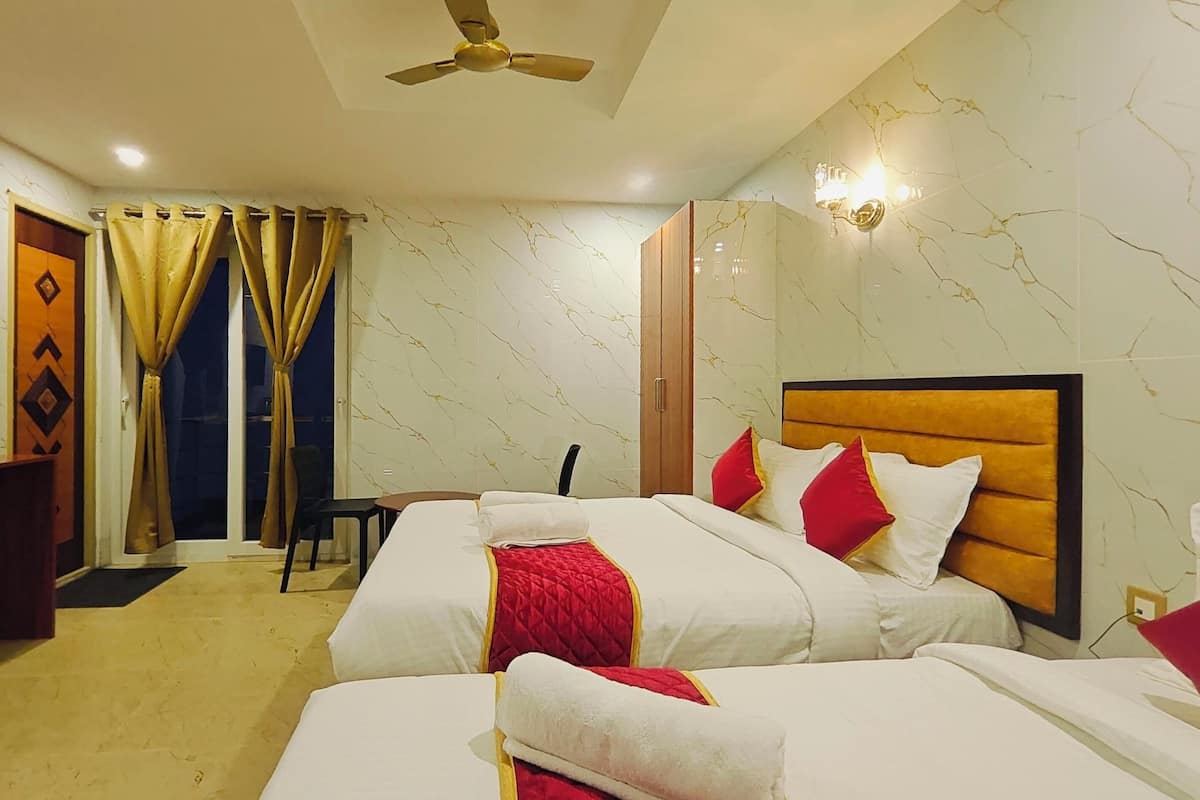 Economy Triple Room, Pool View | Desk, laptop workspace, free WiFi