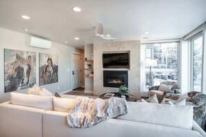 テレビ、暖炉、ステレオ、書斎 / ワークスペース