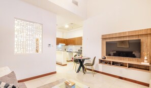 Luxury Studio | Living area - Manzil - Studio in JVC near Circle Mall (Dubai)