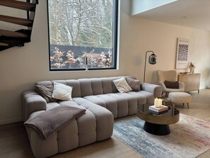 House, 4 Bedrooms, Private Pool | Living area - Luxury Home in Hoge Kempen National Park (Genk)