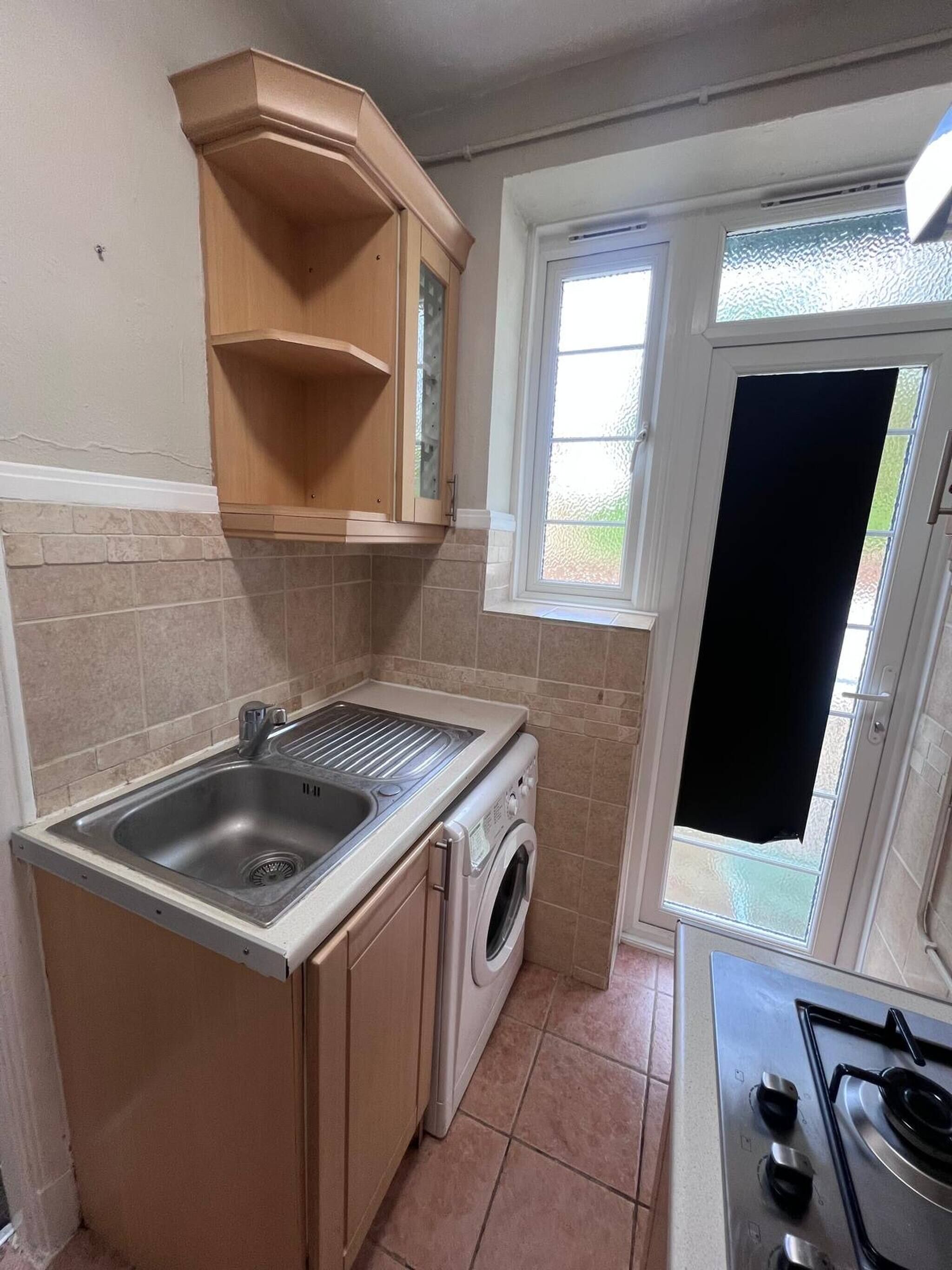 Fridge, stovetop, toaster, cookware/dishes/utensils
