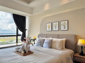 Departamento Deluxe, 4 habitaciones, balcón, vista al mar | Cortinas blackout, tabla de planchar con plancha y wifi gratis