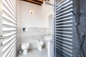 Dusche, Haartrockner, Bidet, Handtücher