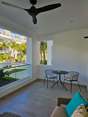 Outdoor dining - Aqua Esmeralda • Beachfront Apartment Trinidad 103 (Dominicus)