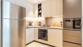 Luksusleilighet, byutsikt | Eget kjøkken