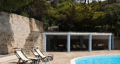 Sea view holiday home, surrounded by Mediterranean scrub with swimming pool