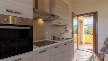 Fridge, microwave, stovetop, cookware/dishes/utensils