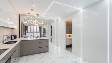 Premium Apartment, 4 Bedrooms, City View | Private kitchen | Full-size fridge, microwave, oven, stovetop