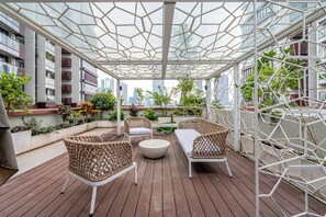 Luxury Duplex, 4 Bedrooms, City View | Balcony view - Sunny The Galleria Metropole (ThuThiem)