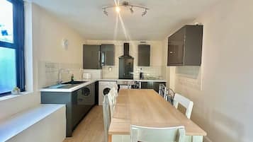 Fridge, microwave, oven, electric kettle