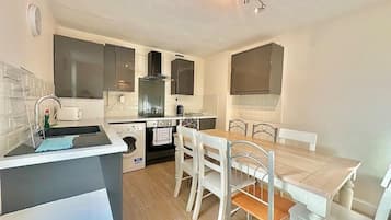 Fridge, microwave, oven, electric kettle